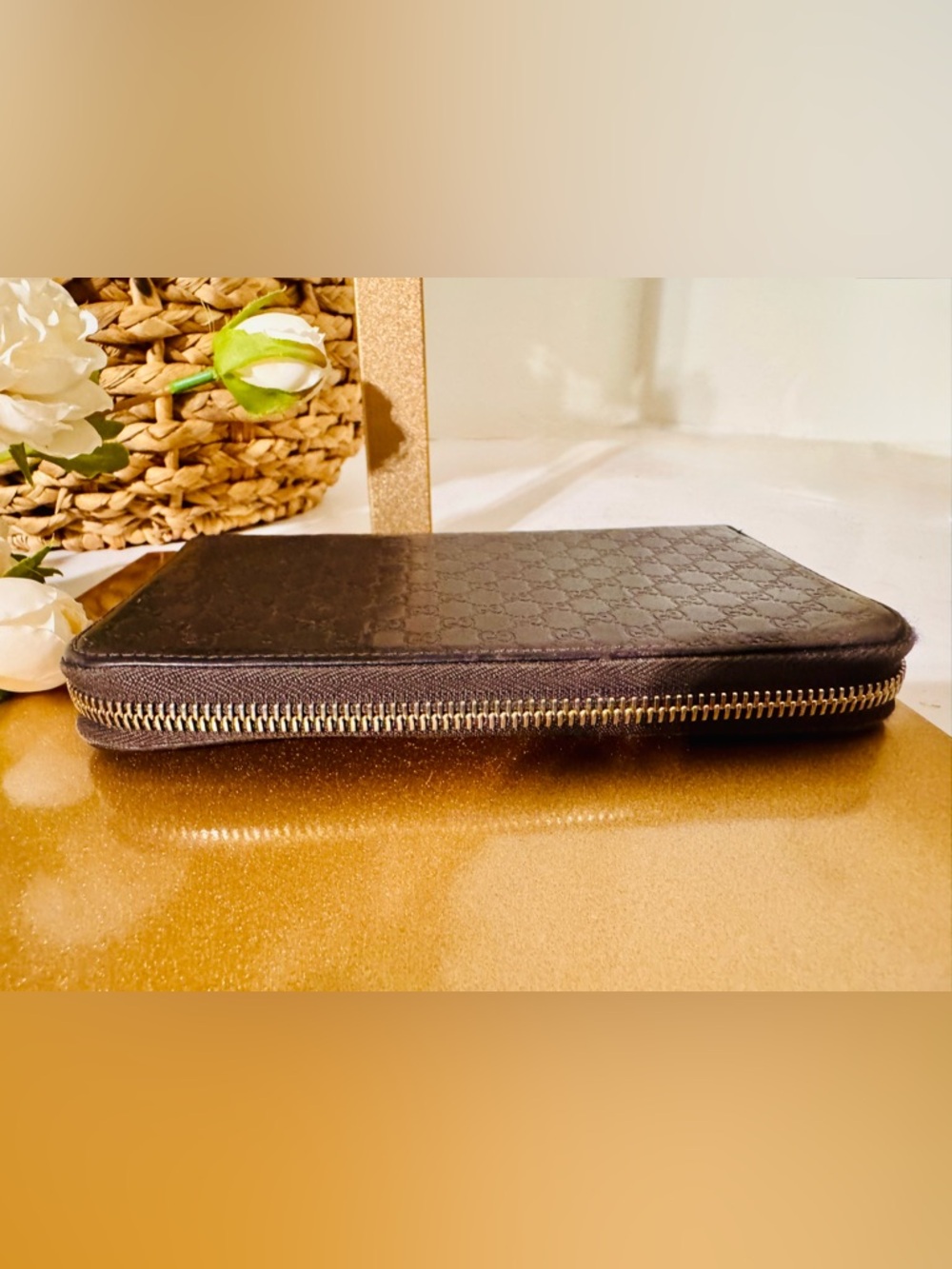 Gucci bronze microguccissima patent leather Large zip around wallet - Picture 12 of 15